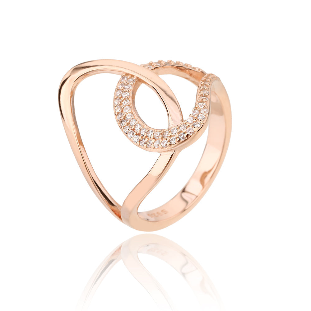 טבעת בציפוי זהב משובצת זרקונים - דגם סמארט