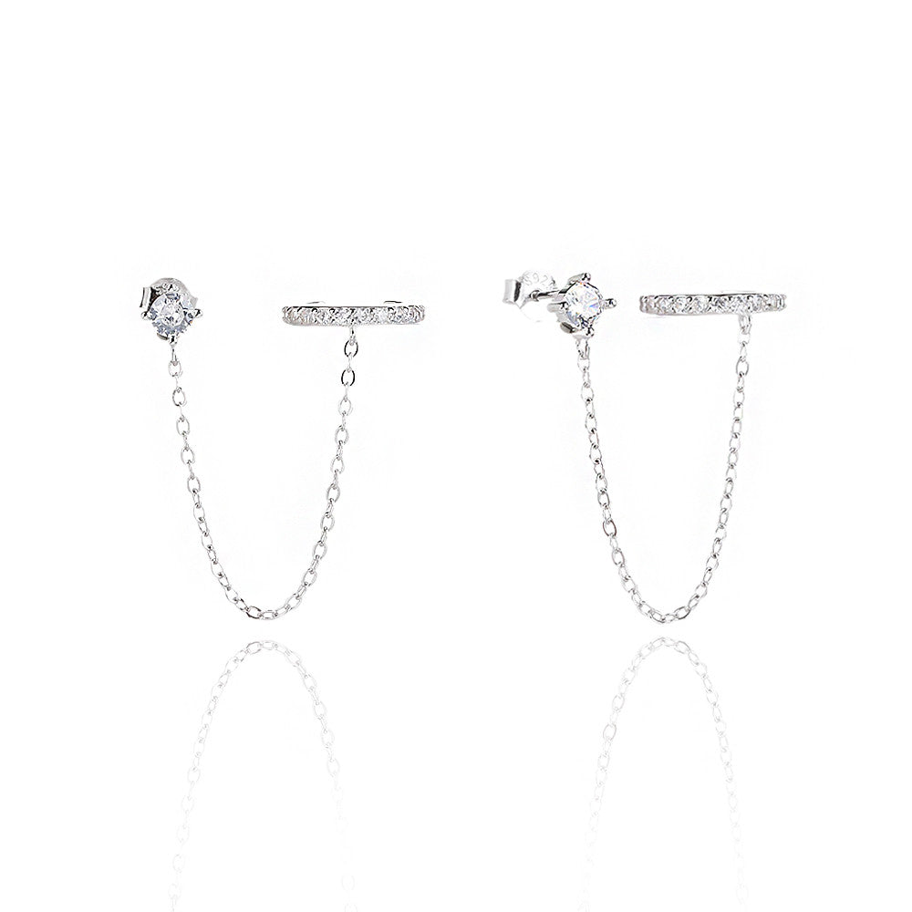 עגילים נופלים כסף 925 משובצים בזרקונים - דגם שיאה