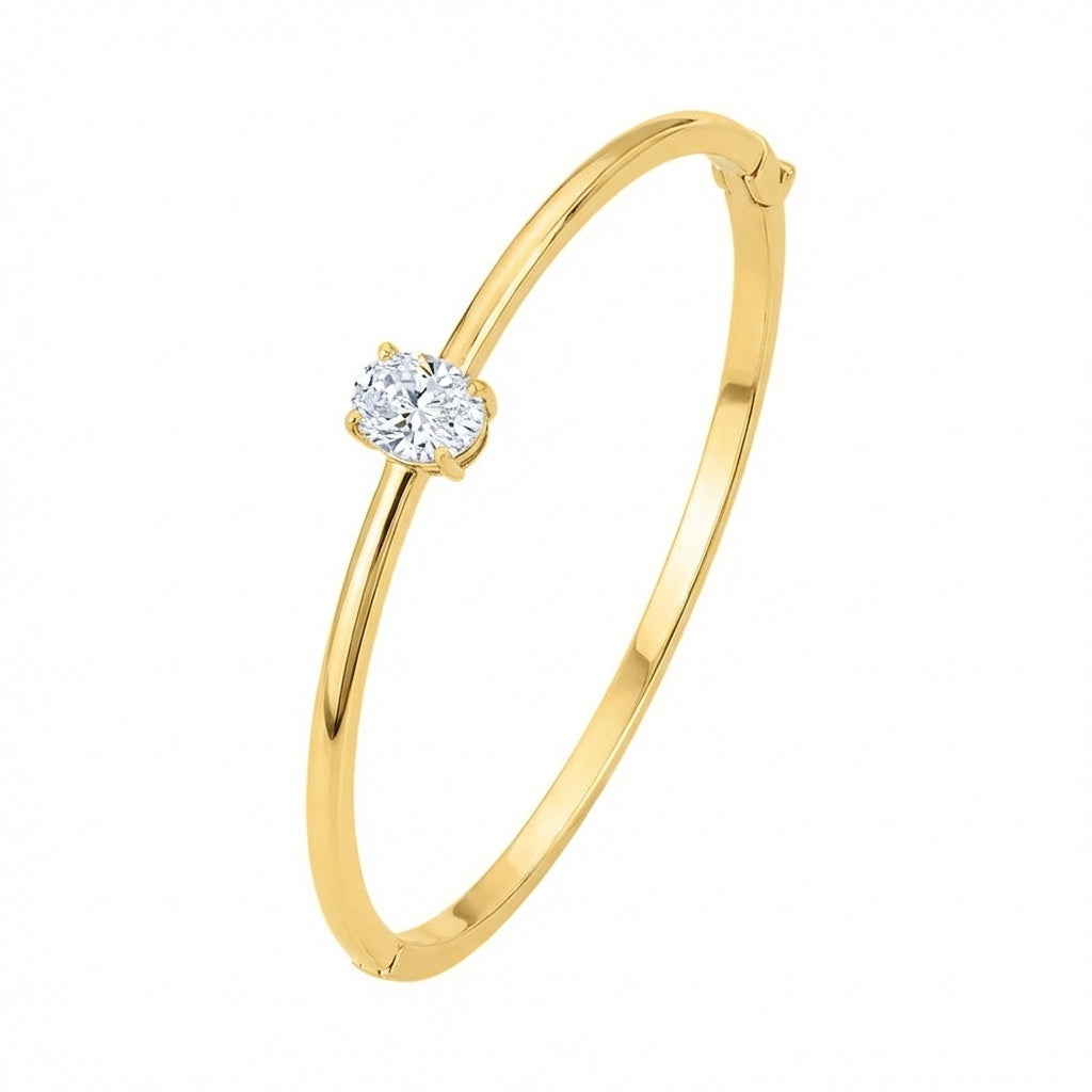 צמיד קשיח בציפוי זהב משובץ זירקונים - דגם סטון